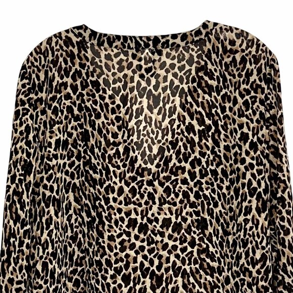 Lane Bryant Women's Leopard Print Blouse 22/24 Button Front Roll Tab Sleeve EUC - Picture 9 of 14
